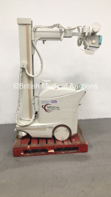 Shimadzu MobileArt Plus Mobile X-Ray Model MUX-100H with Control Hand Trigger (Unable to Test Due to No Key-Possible Spares and Repairs-Damage to Wheels) * On Pallet * * SN 0162Z04009 *