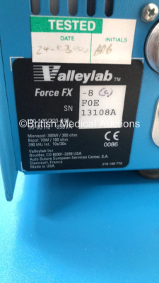 Valleylab Force FX-8C Electrosurgical/Diathermy Unit on Valleylab Trolley with 1 x Bipolar Dome Footswitch (Powers Up) * Asset No FS 0115195 * - 6