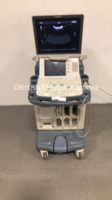 Toshiba Aplio XG Flat Screen Ultrasound Scanner Model SSA-790A with 1 x Transducer/Probes (PVT-375BT * Mfd 2012 *) (Powers Up-See Photos for Air Scans-Wear to the Front Keyboard) * SN 99F0924409 * * Mfd 2009 *