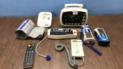 Mixed Lot Including 1 x Omron M6 Comfort BP Meter, 1 x Huntleigh Smartsigns Lite Plus, 1 x Philips Ref 865244 Controller, 1 x Masimo Radical 7 Pulse Oximeter and 2 x Covidien Thermometers