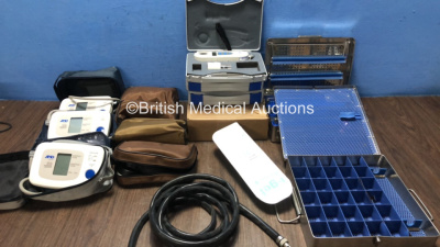 Mixed Lot Including 3 x Digital BP Meters, 4 x Acuson BP Meters, 1 x I-GEL Supraglottic Airway, 1 x Hall Surgical Osteon 5038-91 Hose, 2 x Metal TYrays and 3 x Micro GP Spirometers