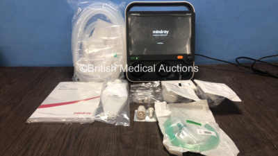 Mindray SV300 Ventilator Including 1 x Rechargeable Battery, 1 x Operators Manual, 1 x EV20 Power Fixer, 1 x Disposable Circuit, 1 x Support Arm, 1 x Oxygen Sensor, 1 x Breathing Tube 2 x Bacteria Filters and 1 x Test Lung (Powers Up- Unused In Box) *Mfd