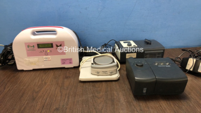 Mixed Lot Including 1 x Fisher & Paykel HC 150 Ambient Tracking Heater Unit, 1 x Harvest Healthcare Royal Bed Pump, 1 x Respironics REMstar Auto M Series CPAP with AC Power Supply, 1 x Respironics REMstar Auto A-Flex CPAP Unit with 1 x System One Humidifi