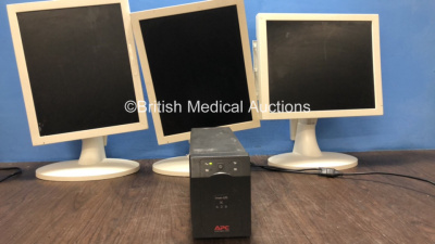 Mixed Lot Including 3 x Richardson Electronics DFM19 Monitors (All Untested Due to No Power Supplies) 1 x APC Smart-UPS 600 Unit (Powers Up) *DTI30010421 / DTM17060239 / DTN36270616 /SC620I*