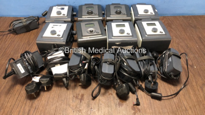 8 x Philips Respironics REMstar Auto A-Flex CPAP Units with 8 x AC Power Supplies *PO4406910 / PO2640369 / P1745202006D0 / P190838751F45 / P02640453 / PO2885793 / P21568711A660 / P02885760*