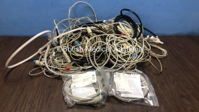 Job Lot of Patient Monitoring Cables Including BP Hoses, ECG Leads and SpO2 Finger Sensors