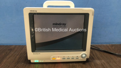 Mindray Beneview T5 Patient Monitor Including 1 x CO2 Module and 1 x MPM Module with ECG, SpO2, NIBP, IBP2, IBP1, T1 and T2 Options (Powers Up with Cracked Casing-See Photo) *CTA09026038 / CFD03120299 / CM09113585*