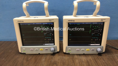 2 x Mindray Datascope Trio Patient Monitors Including ECG, SpO2 T1 and NIBP Options (Both Power Up) *MC10719-A1 / MC10666-KO*