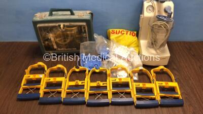 Job Lot Including 1 x Laerdal Suction Unit with 7 x Laerdal V-Vac Manual Suction Handles, 2 x Serres Suction Lids/Bags, 1 x Res-Q-Vac Handheld Suction Unit, 1 x Medela Vario Suction Unit