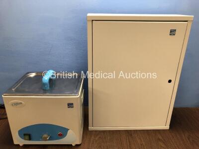 1 x Nickel Electro Clifton Ultrasonic Cleaner (Powers Up) and 1 x Nickel Electro PS-1 Metal Cabinet with Shelving