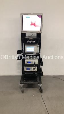 Stryker Stack Trolley Including Vision Elect HD Monitor,Stryker SDC Ultra HD Information Management System,Stryker 1188HD Camera Head,Stryker 1188 HD High Definition Camera Control Unit and Stryker X8000 Light Source Unit (Powers Up)