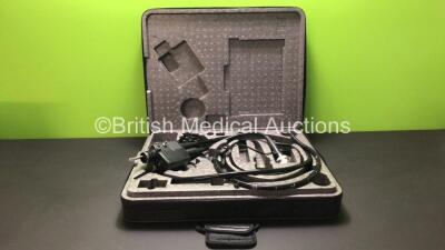 Fujinon EC 450WL5 Video Colonoscope in Carry Case - Engineer's Report : Optics - Ok, Angulation - Ok, Patient Tube - Ok, Light Guide Tube - Ok, Light Transmission - Ok, Channel System - Ok, Leak Check - Ok *S/N 308A269 Mfd 2004*