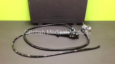 Olympus GIF XQ240 Video Gastroscope in Case - Engineer's Report : Optics - Ok, Angulation - Ok, Patient Tube - Indentation, Light Guide Tube - Ok, Light Transmission - Ok, Channel System - Ok, Leak Check - Ok - *S/N 2336582* **Mfd 2003**