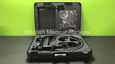 Olympus GIF-2T10 Video Gastroscope in Carry Case - Engineer's Report : Optics - Three Broken Fibres with Fluid Stain, Angulation - Not Reaching Specification, Patient Tube - Badly Kinked at Grip, Light Guide Tube - Ok, Light Transmission - Ok, Channel Sys