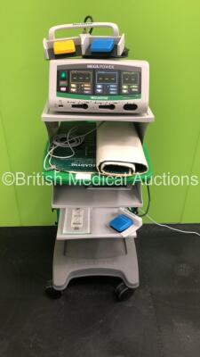 Megadyne Mega Power Electrosurgical/Diathermy Unit Ref 1000 with 1 x Dual Footswitch and 1 x Bipolar Dome Footswith (Powers Up)