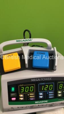 Megadyne Mega Power Electrosurgical/Diathermy Unit Ref 1000 with 1 x Dual Footswitch and 1 x Bipolar Dome Footswith (Powers Up) - 5