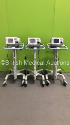 3 x Respironics BiPAP Focus Units on Stands with Power Supplies (All Power Up)