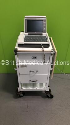 GE MAC 5000 ECG Machine with 1 x 10-Lead ECG Lead on Bristol Maid Trolley (Draws Power-Unable to Test Due to No Battery)