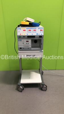 ERBE ICC 350 Electrosurgical / Diathermy Unit with ERBE IES 300 Smoke Evacuator and 2 x Footswitches on ERBE Trolley (Powers Up) *SN C-1829*