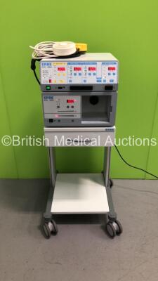 ERBE ICC 350 Electrosurgical / Diathermy Unit with ERBE IES 300 Smoke Evacuator and 2 x Footswitches on ERBE Trolley (Powers Up) *SN F-1080*