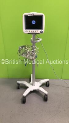 GE Dash 4000 Patient Monitor on Stand With SpO2,Temp/Co,NBP and ECG Options With Assorted leads (Powers Up)