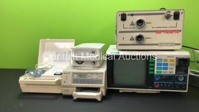 Mixed Lot Including 1 x Datex Cardiocap II Patient Monitor (Powers Up) 1 x Bob Precoptic 150 Quartz Halogen Light Source (No Power) 1 x Sony UP-21MD Color Video Printer (No Power with Damaged Cassette-See Photo) 1 x Atmos Atomport N Suction Unit (Untested