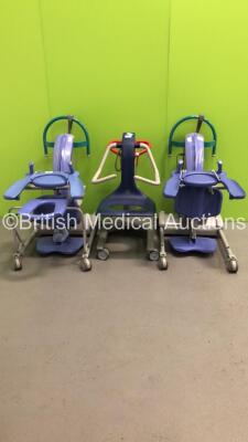 2 x Arjo Sara Plus Electric Patient Hoists with Controllers and 1 x Arjo Alenti Electric Patient Hoist with Controller (Unable to Test Due to No Batteries) *SN SPSN0802G225/SE217077/SPSN0810G525*