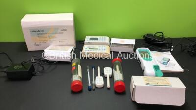 Mixed Lot Including 1 x Roche Cobas h 232 Cardiac Analyzer with 1 x AC Power Supply (Powers Up) 2 x Hemochron Jr Signature Whole Blood Microcoagulation Systems with 2 x AC Power Supplies (Both Power Up) 4 x ESV Hemochron Verification Tubes