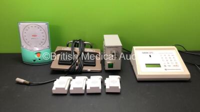 Mixed Lot Including 1 x Olympus MAJ-528 Footswitch, 1 x Olympus MU-1 Leakage Tester (Powers Up) 1 x GEM Oxygen Portable Laboratory Unit with 1 x Power Supply (No Power) 1 x Accoson Greenlight 300 Meter and 4 x DeVilbiss Units