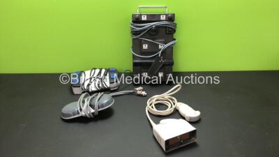 Mixed Lot Including 1 x Toshiba UZFS002A Footswitch, 1 x Stryker 5400-007-000 NSE Footswitch, 1 x Carl Zeiss 258776 Footswitch and 1 x Philips C5-2 Ultrasound Transducer /' Probe (Damaged Cable-See Photo) *0086 / 99A0694241 / 1607600743 / 30479-9010*