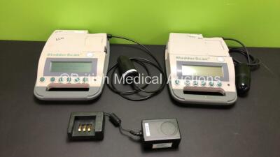 2 x Verathon BVI 3000 Bladder Scanners with 2 x Batteries and 1 x Battery Charger (Both Power Up with Calibration Required Messages) *09101503 / 04137140*