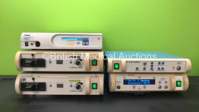 Mixed Lot Including 1 x Mitek VAPR 3 Electrosurgical Unit (Powers Up with Blank Display-See Photo) 2 x Dyonics 300XL Xenon Light Source Units (Both Power Up) 1 x Dyonics Power Shaver Unit (Powers Up) 1 x Smith + Nephew 350 3-CCD Camera Control Unit (Power