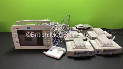 1 x Drager Infinity Delta Patient Monitor Including HemoMed 1, Aux/Hemo3 and MultiMed Options with 1 x AC Power Supply, 4 x Drager Infinity Docking Stations and Various Patient Monitoring Cables (Powers Up) *NWL001296 / NWL003216 / NWL003067 / NWL003116 /