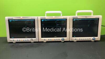 3 x Charter Kontron CK3100 Patient Monitors (All Power Up, 1 with Missing Dial-See Photo)