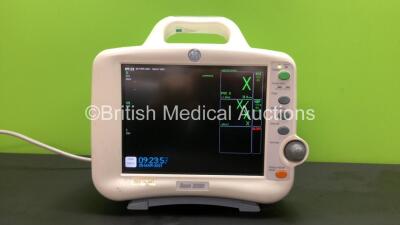 GE Dash 3000 Patient Monitor Including ECG, CO2, NBP, BP1/3, BP2/4, SpO2 and Temp/CO Options (Powers Up)