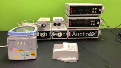 Mixed Lot Including Fisher & Paykel MR850AEK Respirator Humidifier Unit (Powers Up with E21 Error Message-See Photo) 3 x Radiometer Copenhagen TCM3 Blood Gas Analyzer Units with 3 x AC Power Supplies and 3 x Radiometer Copenhagen TCC3 Calibration Instrume