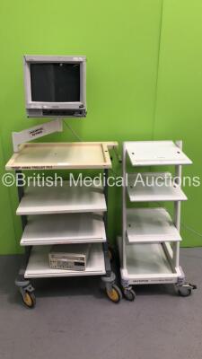 1 x Olympus TC-C1 Clinical Trolley and 1 x Olympus Keymed Video Trolley TV-2 with Sony Trinitron Monitor * Monitor Damaged-See Photos *