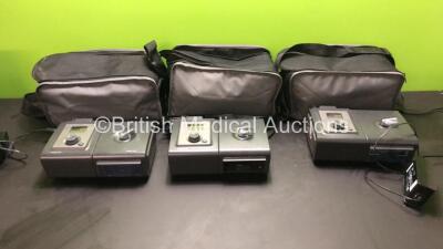 3 x Philips Respironics BiPAP Auto Bi-flex CPAP Units with 3 x AC Power Supplies (All Power Up)