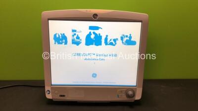 GE Carescape B650 Critical Care Monitor with 1 x GE Type E-PSMP-01 Module Including ECG, SpO2, T1, T2, P1, P2 and NIBP Options (Powers Up) *S/N 314929 / 311532 / SQC18110018HA Mfd 2013*