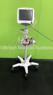 GE Dash 4000 Patient Monitor on Stand with BP,SpO2,Temp/CO,CO2,NBP,ECG Options and Assorted Leads (Powers Up) * Mfd 2009 *