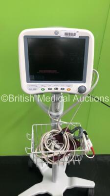 GE Dash 4000 Patient Monitor on Stand with BP,SpO2,Temp/CO,CO2,NBP,ECG Options and Assorted Leads (Powers Up) * Mfd 2009 * - 2