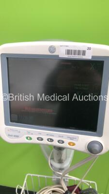 GE Dash 4000 Patient Monitor on Stand with BP,SpO2,Temp/CO,CO2,NBP,ECG Options and Assorted Leads (Powers Up) * Mfd 2009 * - 3