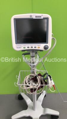 GE Dash 4000 Patient Monitor on Stand with BP,SpO2,Temp/CO,CO2,NBP,ECG Options and Assorted Leads (Powers Up) * Mfd 2009 * - 11