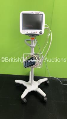 GE Dash 4000 Patient Monitor on Stand with BP,SpO2,Temp/CO,CO2,NBP,ECG Options and Assorted Leads (Powers Up) * Mfd 2009 *