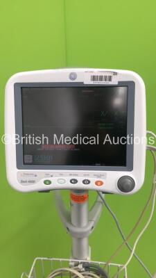 GE Dash 4000 Patient Monitor on Stand with BP,SpO2,Temp/CO,CO2,NBP,ECG Options and Assorted Leads (Powers Up) * Mfd 2009 * - 10