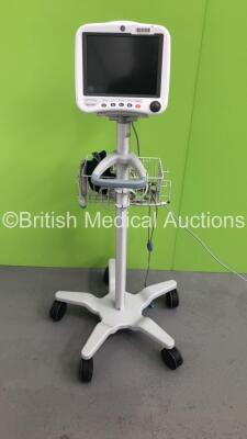 GE Dash 4000 Patient Monitor on Stand with SpO2,Temp/CO,NBP and ECG Options and Assorted Leads (Powers Up)