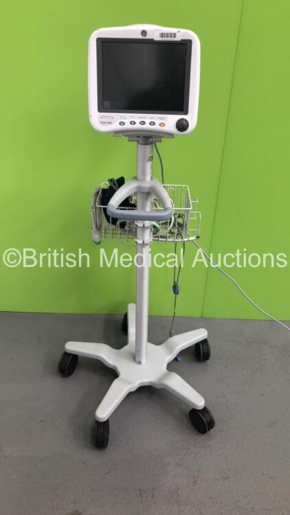 GE Dash 4000 Patient Monitor on Stand with SpO2,Temp/CO,NBP and ECG Options and Assorted Leads (Powers Up)