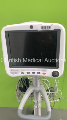GE Dash 4000 Patient Monitor on Stand with SpO2,Temp/CO,NBP and ECG Options and Assorted Leads (Powers Up) - 2