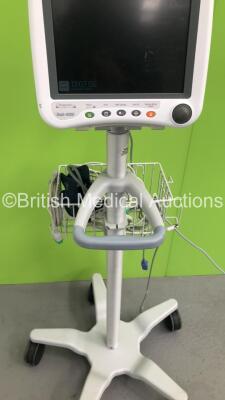 GE Dash 4000 Patient Monitor on Stand with SpO2,Temp/CO,NBP and ECG Options and Assorted Leads (Powers Up) - 3