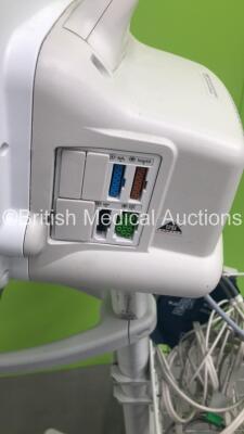 GE Dash 4000 Patient Monitor on Stand with SpO2,Temp/CO,NBP and ECG Options and Assorted Leads (Powers Up) - 4